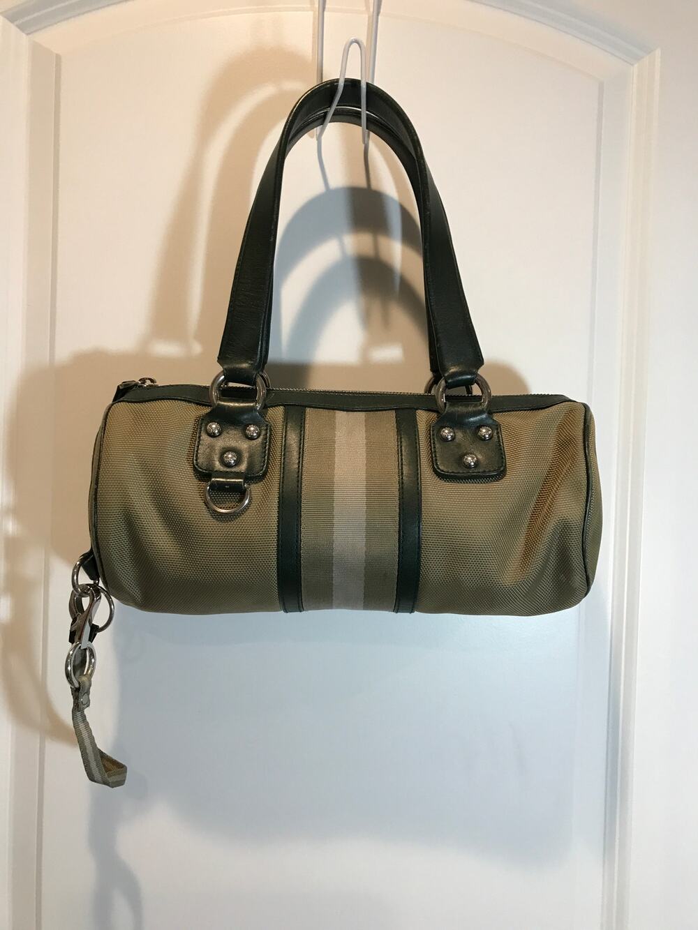 Bally Vintage Carla Nylon and Leather Boston Satchel Bag EUC